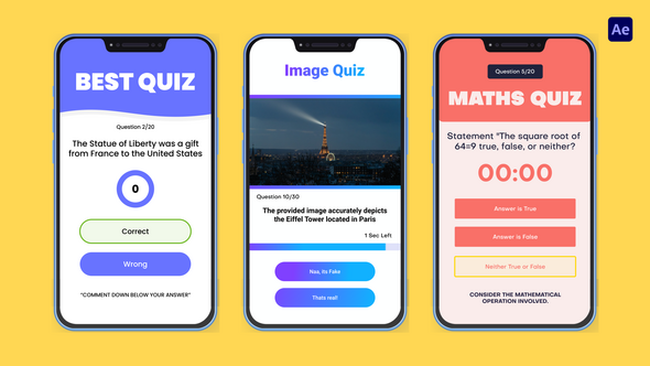 True or False Quiz Video Displays template preview