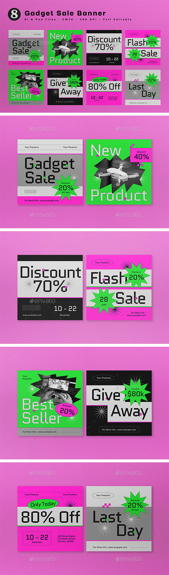 Green Abstract Shape Gadget Sale Square Banner
