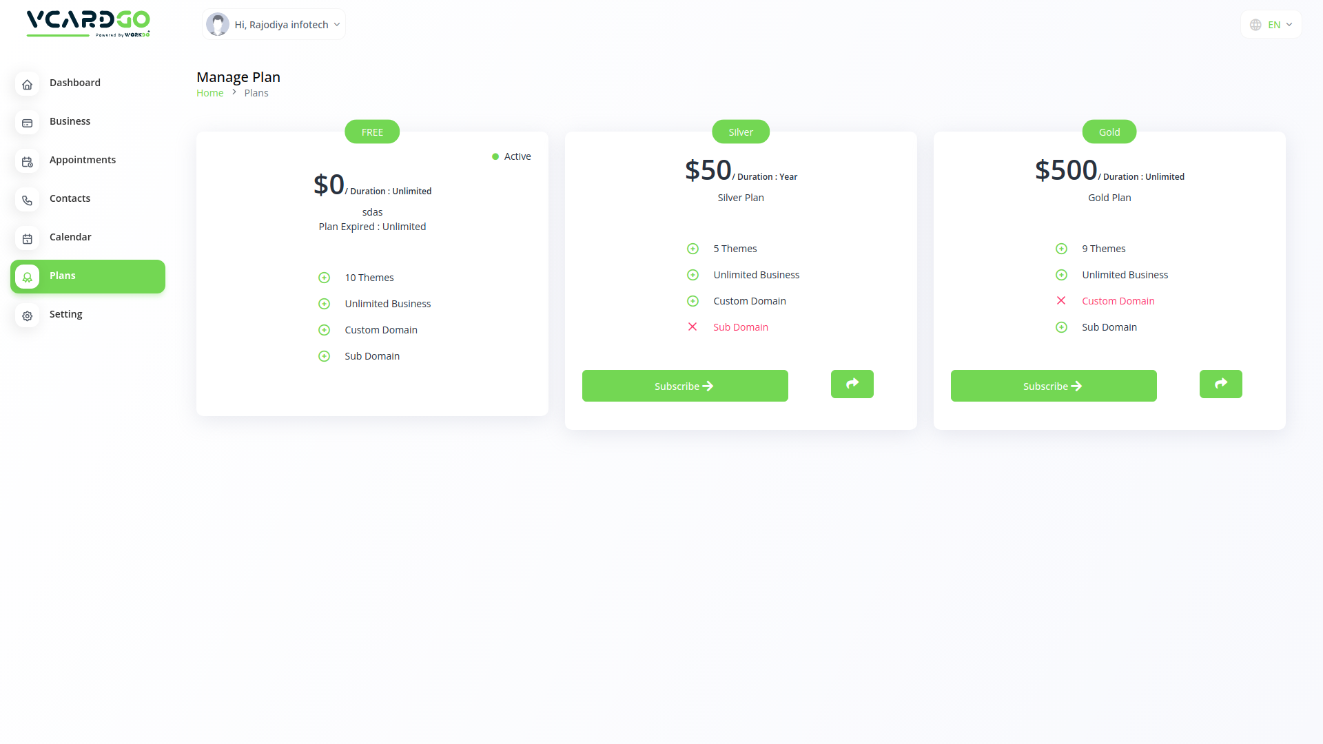 vCardGo SaaS Digital Business Card Builder by RajodiyaInfotech