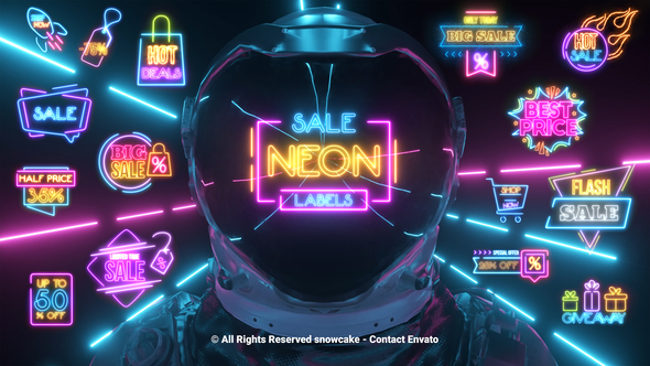 Sale Labels Neon Elements template preview