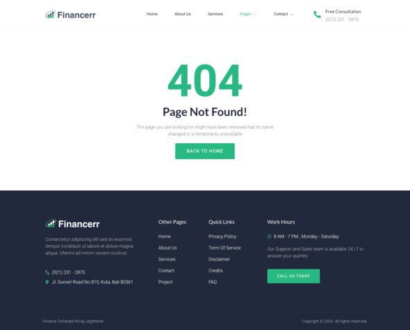 Financerr - Business & Finance Elementor Template Kit