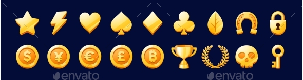 Golden Icons Game Asset