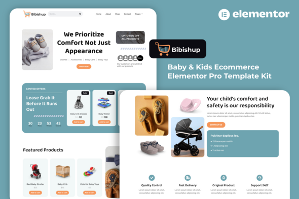 Bibishup - Baby & Kids Ecommerce Elementor Pro Template Kit