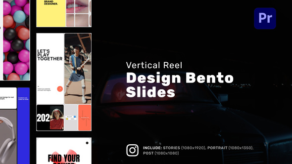 Design Bento Slides Vertical Reel for Premiere Pro