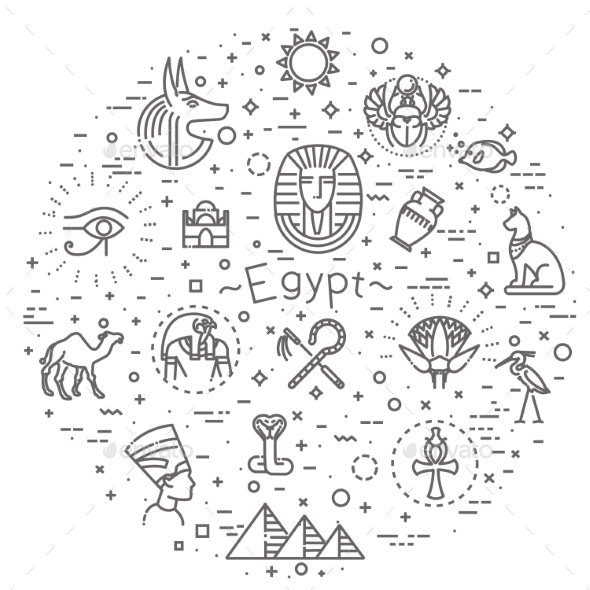 Egypt Icons and Design Elements Isolated