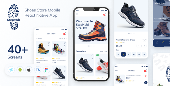 StepHub - Shoes Store Mobile App | Full Solution | Frontend + Backend + Admin Panel | RN 0.73.6