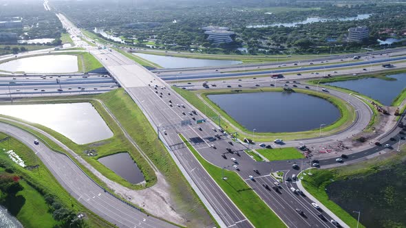 Florida Freeway Aerial Near Water Day