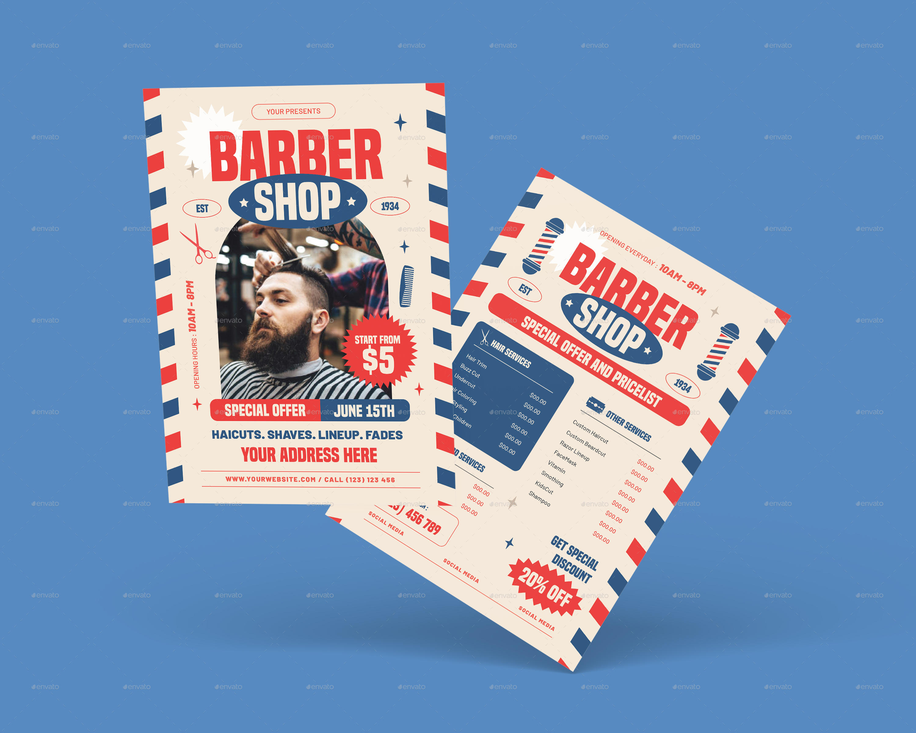 Barber Shop Flyer, Print Templates | GraphicRiver