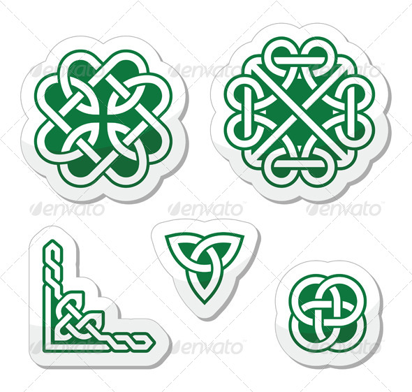 Celtic Green Knots Patterns - Vector - Religion Conceptual