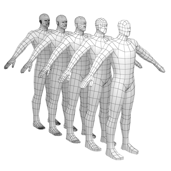 Hero Male in A-Pose in 5 Topologies