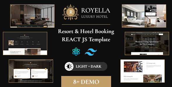 Royella – Resort and Hotel Boking React Tailwind Website Template