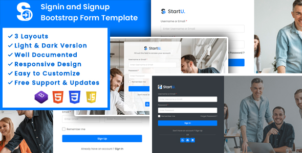 [DOWNLOAD]Startu - Signin and Signup Bootstrap Form Template