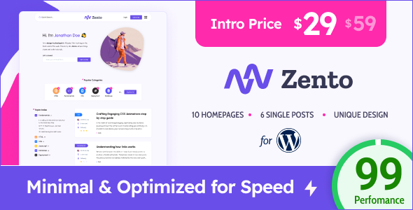 Zento – Modern & Lightweight Blog for WordPress