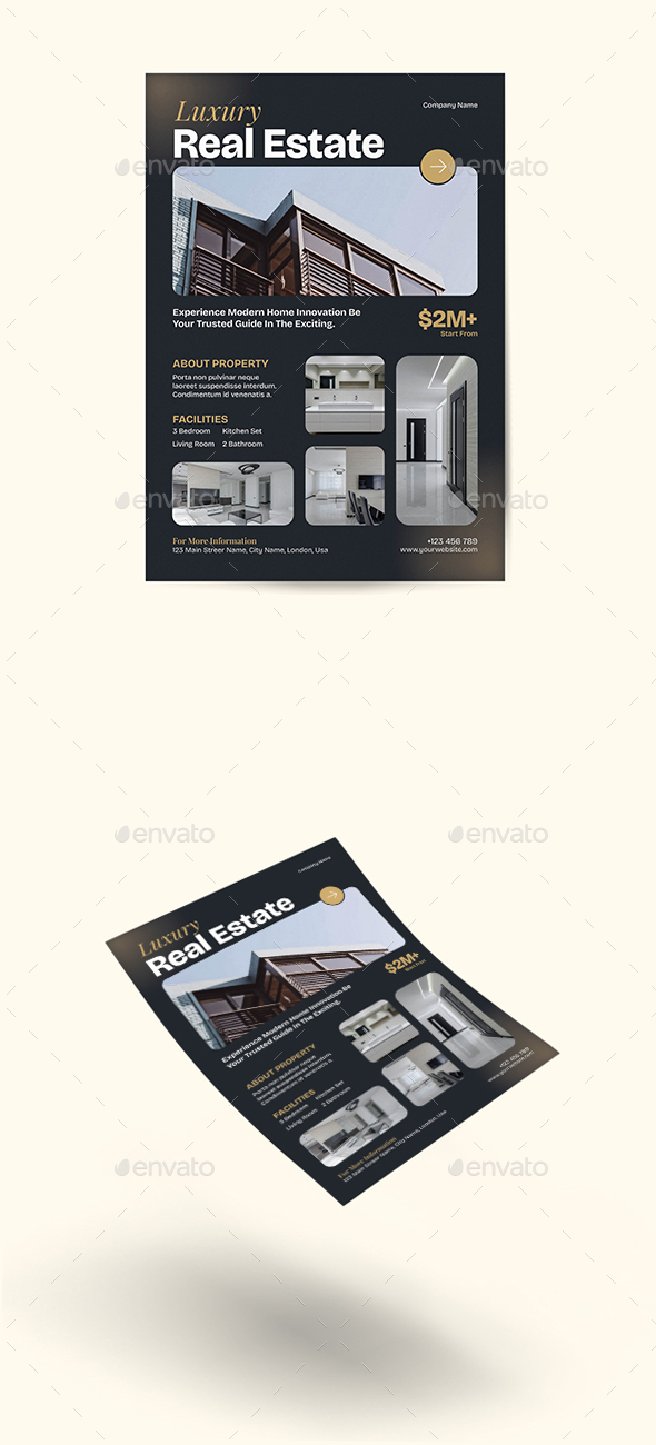 [DOWNLOAD]Black Yellow Modern Promotion Luxury Real Estate Flyer