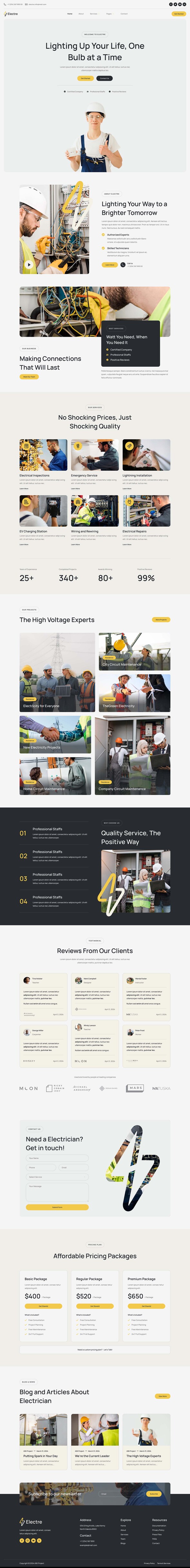 Electre - Electrician & Electrical Services Elementor Template Kit