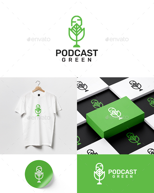 Green Podcast Logo Template