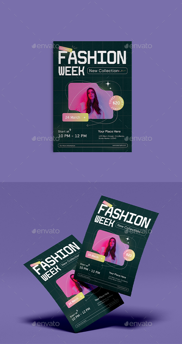 [DOWNLOAD]Pink Yellow Gradient Fashion week Promotion Flyer