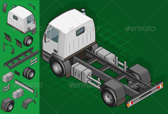 Isometric Truck Solo Driving - Objects Vectors