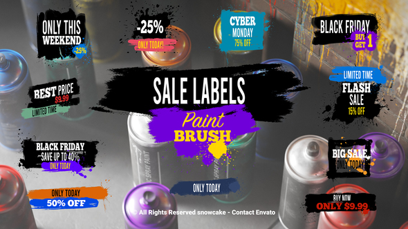 Sale Labels Paint Brush Elements template preview