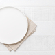 Empty plate on wooden table, overhead view - PhotoDune Item for Sale