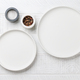 Empty plates on wooden table, overhead view - PhotoDune Item for Sale