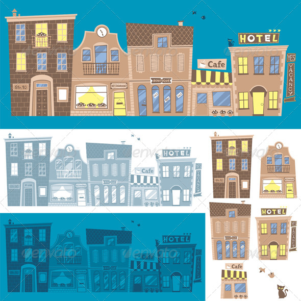 Street Background - Buildings Objects