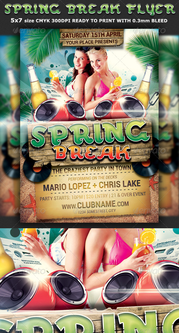 Spring Break Party Flyer Template - Clubs & Parties Events