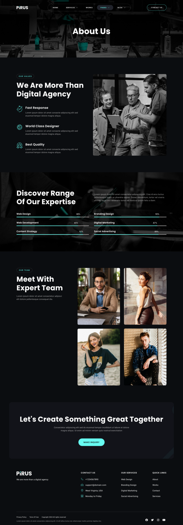 PIRUS ? Dark Digital Agency Elementor Template Kit