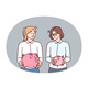 Two Women with Piggy Banks for Money of Various 