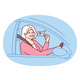 Happy Elderly Woman Demonstrates Driver License 