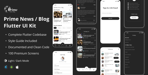[DOWNLOAD]Prime News/Blog App Flutter UI Kit