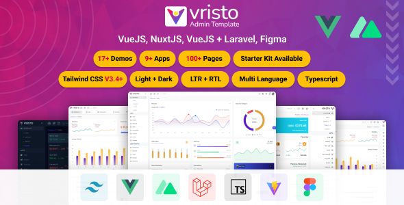 Vristo – Multipurpose Tailwind VueJS, NuxtJS, Laravel VueJS Admin Template