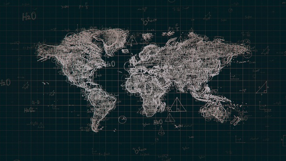 Black Abstract Math Global Map 4K