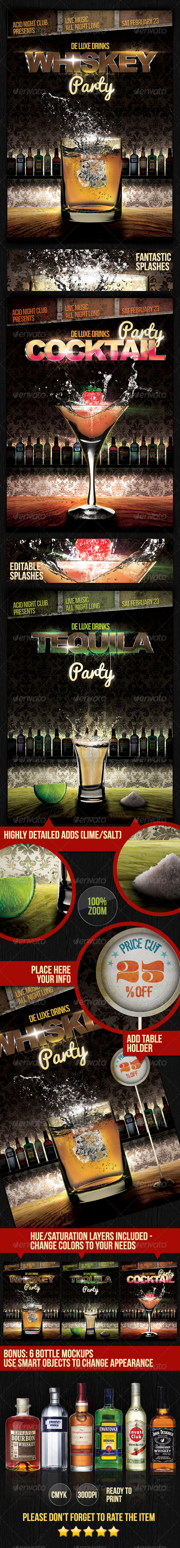 Deluxe Drinks Party Flyers - Clubs & Parties Events