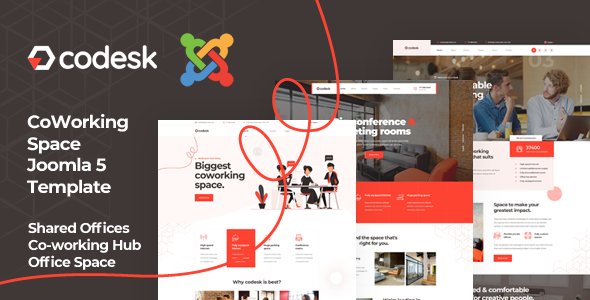 Codesk - Joomla 5 Coworking Shared Offices Space Template