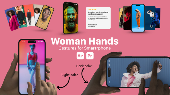 Woman Hand Gestures for Smartphones Product Promo template preview
