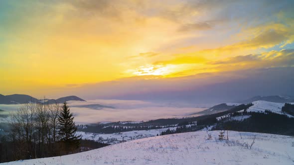 Foggy Morning in the Winter Mountains alt