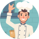 5 Concepts Flat Character Cook in Kitchen - VideoHive Item for Sale