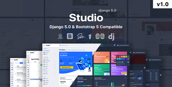 Studio – Django 5.0 + HTML Admin Template