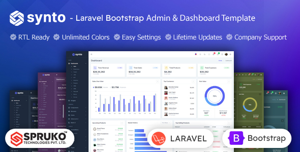 Synto – Laravel Bootstrap Admin Dashboard Template