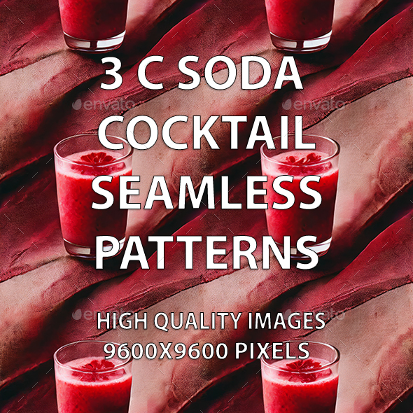 3 C Soda Cocktail Seamless Patterns Prints