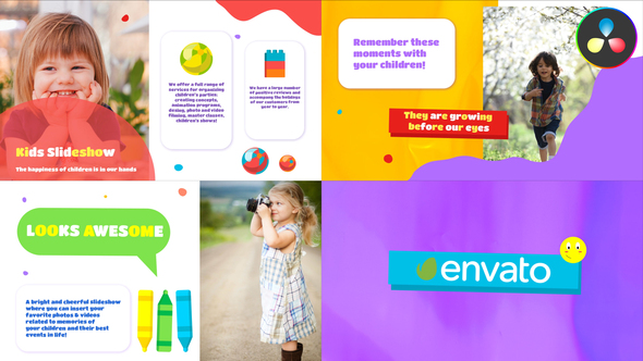 Kids Colorful Slideshow | DaVinci Resolve