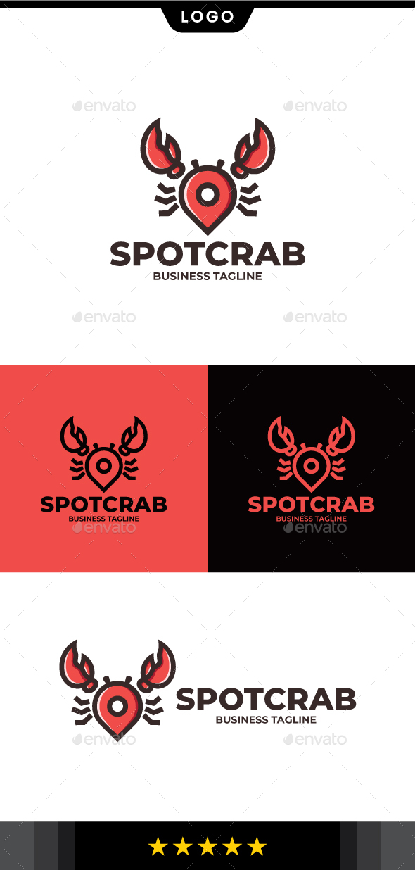 Pin Spot Crab Logo Template