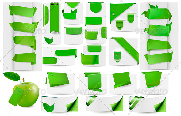 Collection with Eco Labels and Stickers - Borders Decorative