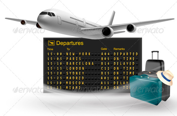 Travel Background with Mechanical Departures Board - Travel Conceptual