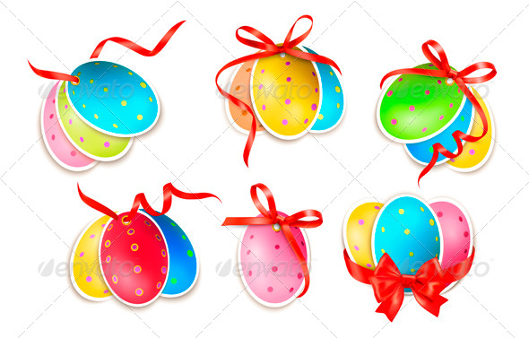 Decorative Easter Eggs with Bows - Miscellaneous Seasons/Holidays