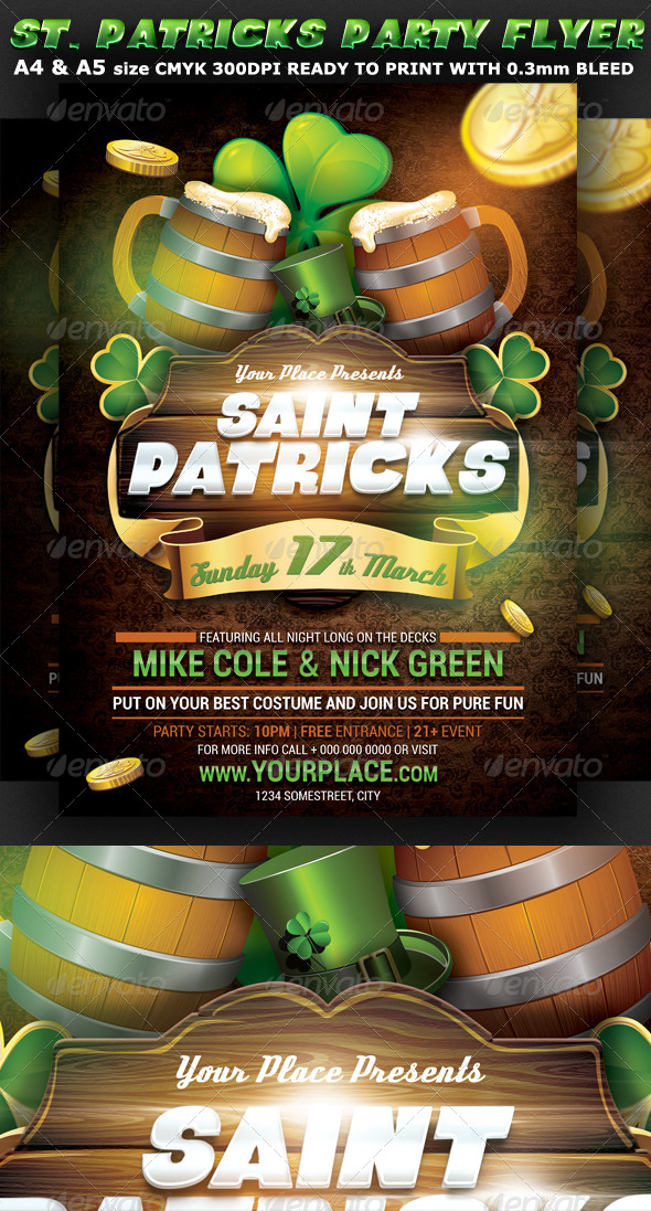Saint Patricks Party Flyer Template - Clubs & Parties Events