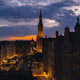 Beautiful old town in Gdansk at summer dusk Poland. Sunset night view from the window rooftop on - PhotoDune Item for Sale