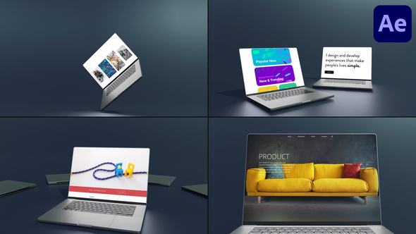 Laptop App Reveal Mockup for After Effects