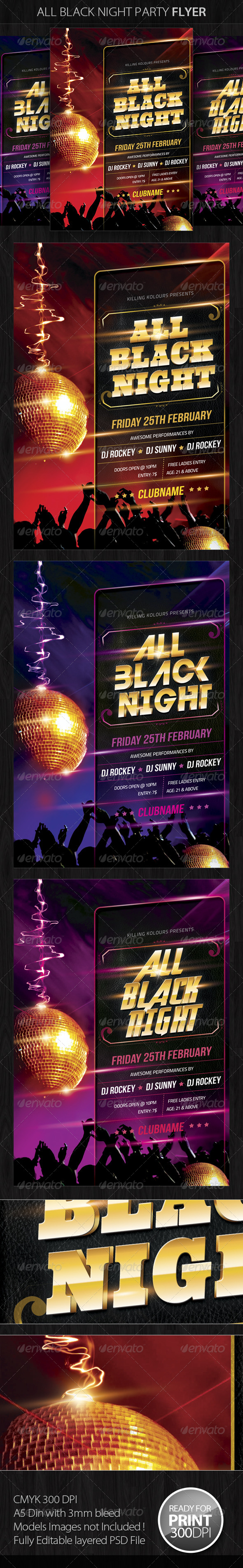 All Black Night Party Flyer - Clubs & Parties Events